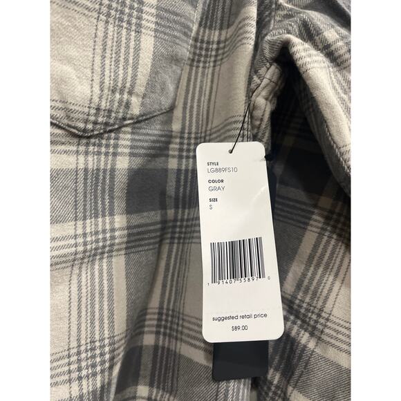 Liverpool Los Angeles Long Sleeve Flannel Shirt Grey Plaid Men’s Small - Picture 4 of 8